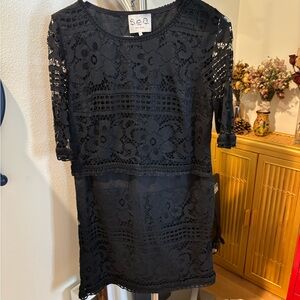 Sea New York Black Floral Lace Dress